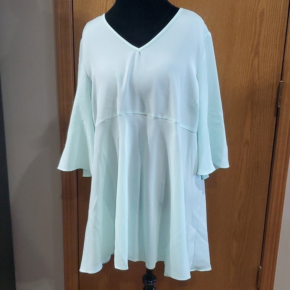 Seven7 Melissa Mccarthy mint sheer flare bell sleeve long tunic top